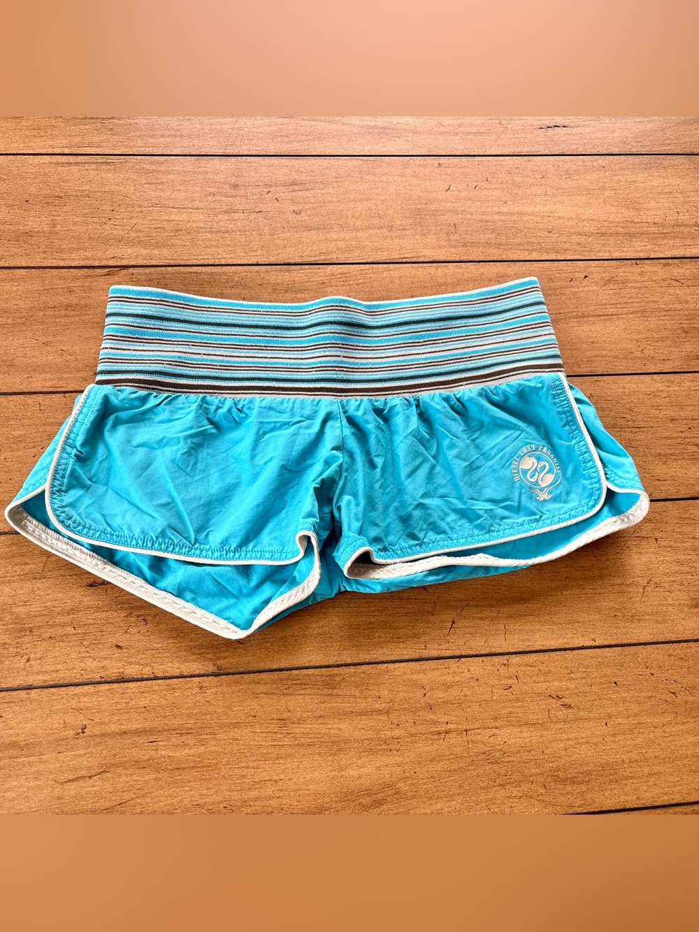 Vintage Diesel Nylon Blue Board Shorts with Contrast Piping, Size Medium